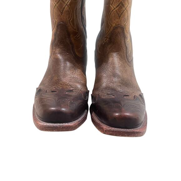 Tony Lama Ladies Santa Fe Bark Wingtip Vaquero VF6004 Cowboy Boots Size 6B Brown - Picture 7 of 9